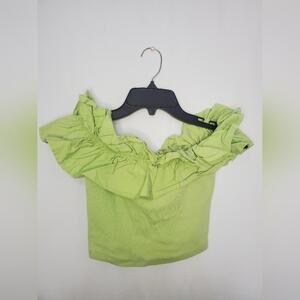 Green Women’s Zara Ruffle Crop Top Size Medium